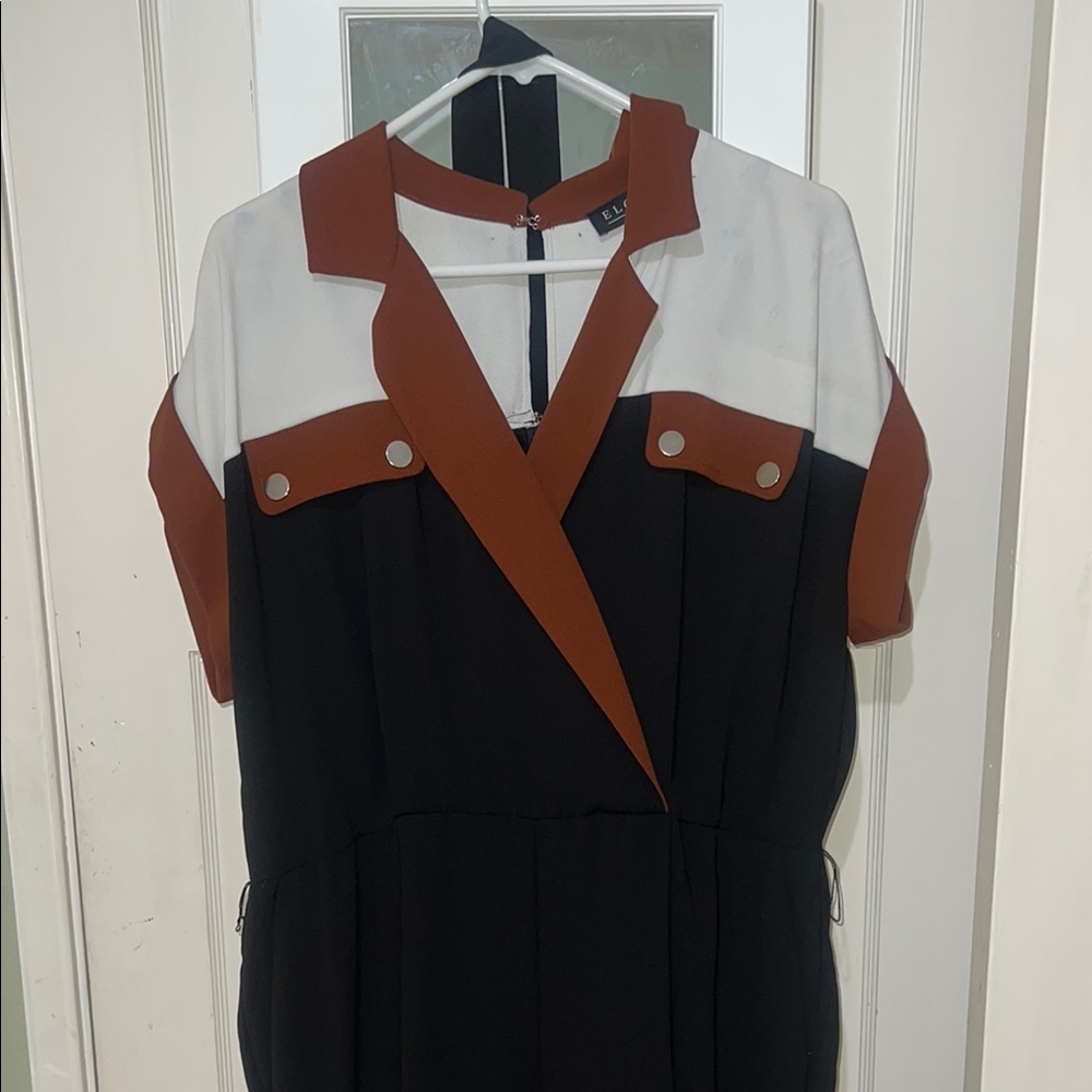 Eloquii Black and Brown Jumpsuit